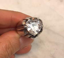 VTG Sterling Silver Heart Shape CZ Cubic Zirconia Ring Size 8