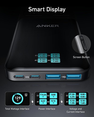 Anker Prime 6-in-1 USB C Ladestation 140W Steckdosenleiste 5ft abnehmbares Kabel - Bild 5 von 6