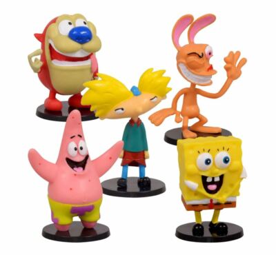 Nickelodeon Figurine, Set of 5, SpongeBob / Patrick / Stimpy / Ren