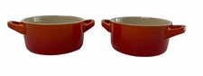 Pair Le Creuset Petite Round Casserole Stoneware Dishes Orange 8oz NO LIDS