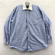 Nautica Dress Shirt Mens 16.5 Large Blue Button-Up Top Long Sleeve Collared