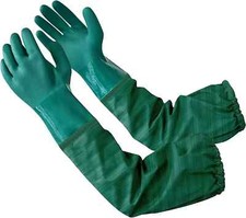 Extra-Long 26" Rubber Pond Gloves, Chemical Resistant Gloves PVC Reusable,Heavy