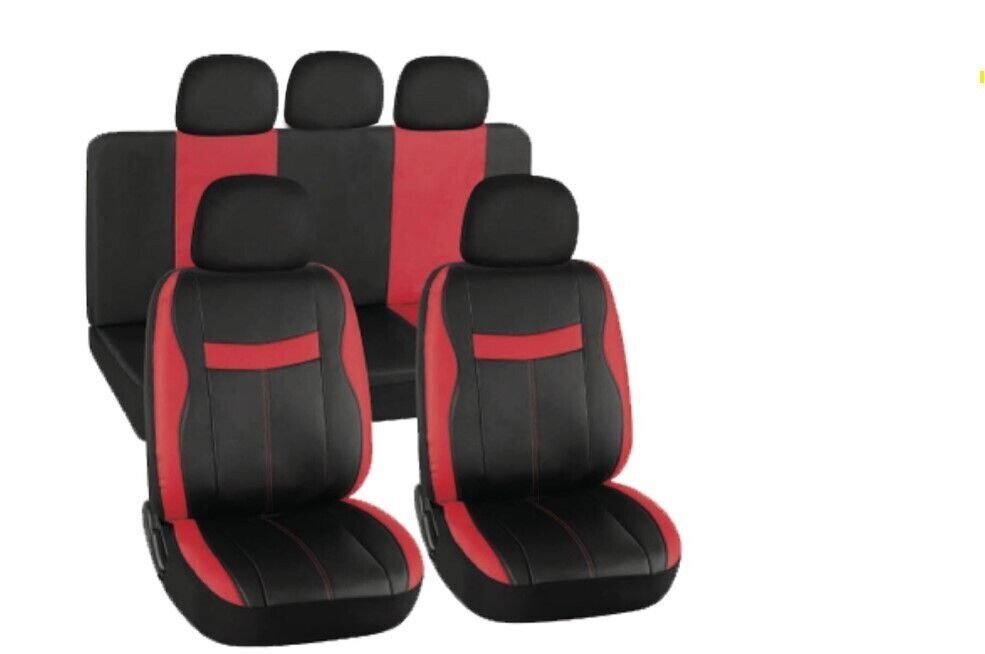 Volvo C70 S60 Red Black Faux Leather Car Seat Cover Full Set-image
