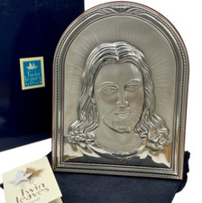 Icona sacra Cornice Quadro volto di Gesù in argento Arredamento Luxury 19x24,5cm