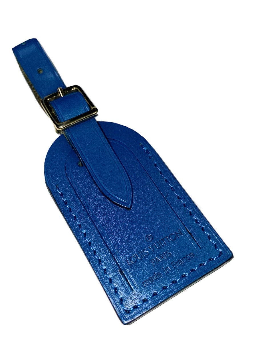LOUIS VUITTON レザー ネームタグ Louis Vuitton Blue Leather Name Tag Small Leather France ⭐️ | eBay