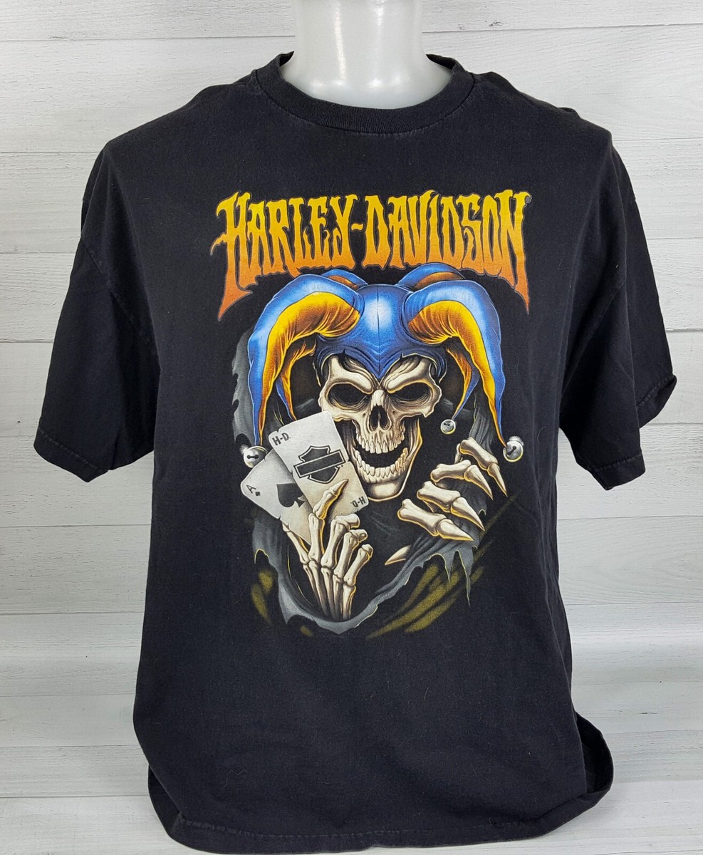 Harley Davidson Motorcycle 2XL T-Shirt Skeleton Jester Joker