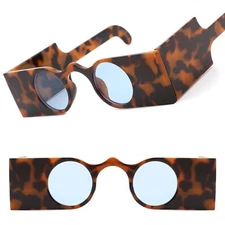 Bold Geometric Design Retro Futuristic Mens Womens Round Tortoise Sunglasses