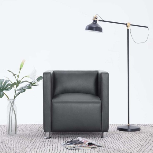 NNEVL Cube Armchair Grey Faux Leather - Bild 1 von 8