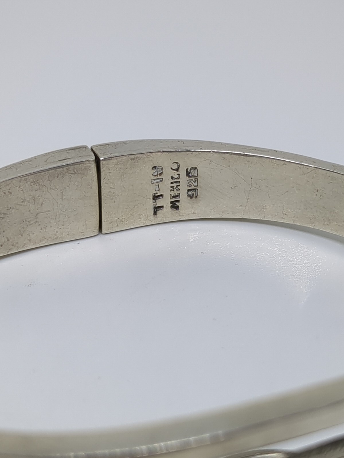 Sterling Silver 925 Mexico Hinged Bangle Split Br… - image 3