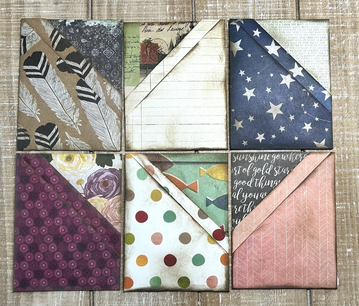 Junk Journal folded origami pocket paper folded pocket set of 6 