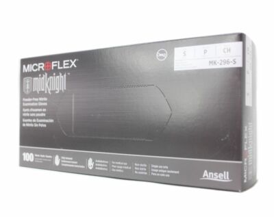 Microflex MidKnight Black Nitrile Gloves Small - 100ct/Box