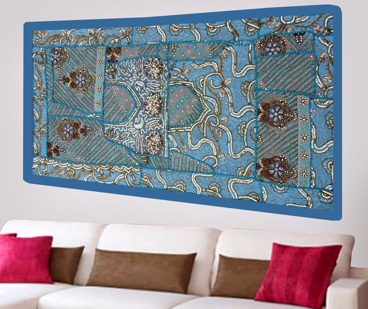 Wall Tapestry Hand Embroidered Beaded Patchwork Hanging Heavy Sequins Decor  BT31