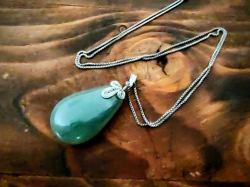 Giada verde elegante e splendida? Ciondolo a goccia - collana ~ argento sterling 925 - Foto 10 di 13