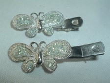 METAL BUTTERFLY HAIR BARRETTE CLIPS UP DO HAIR ACCESSORY SET OF 2