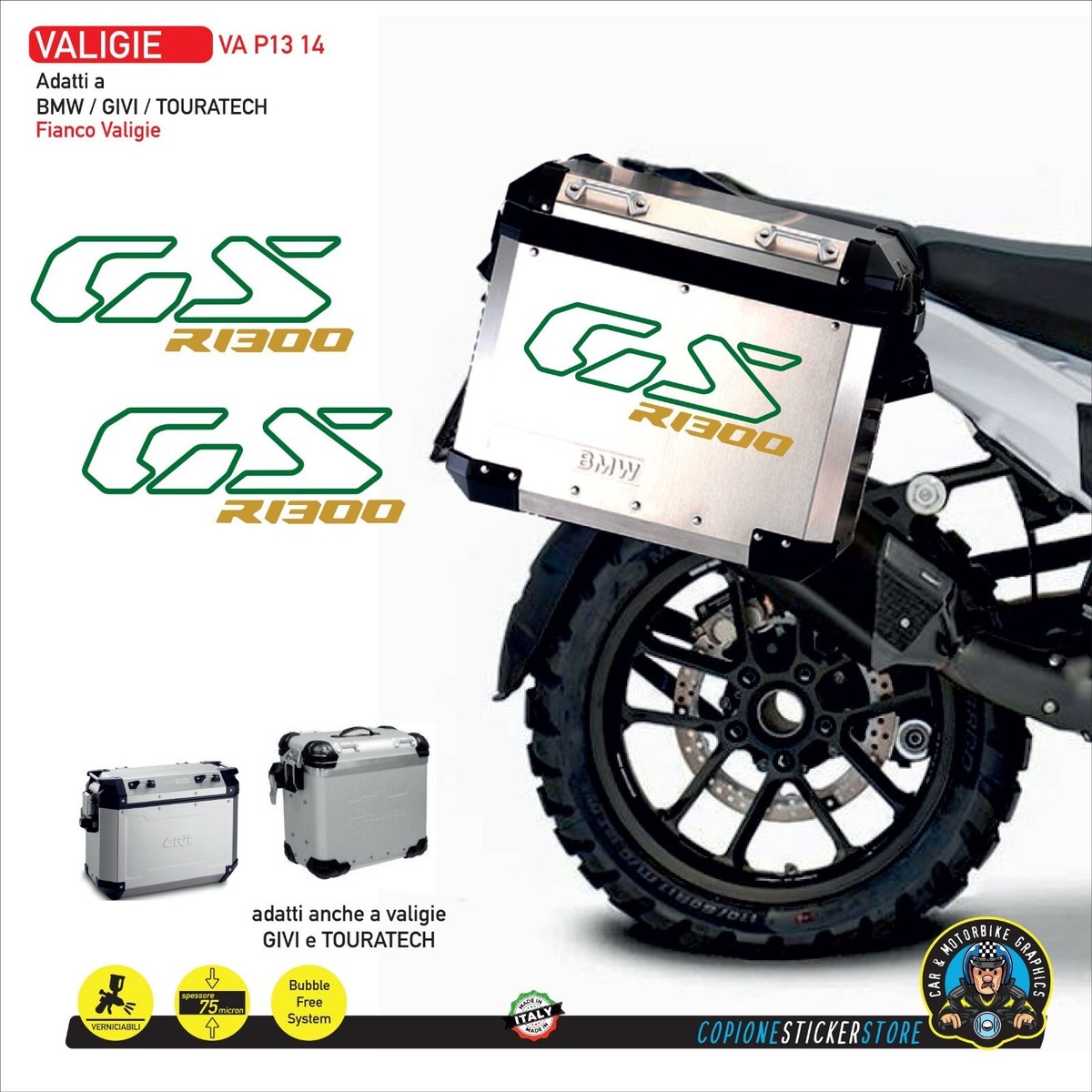 Adesivi compatibili valigie laterali Moto BMW GIVI 1300 gs KA1