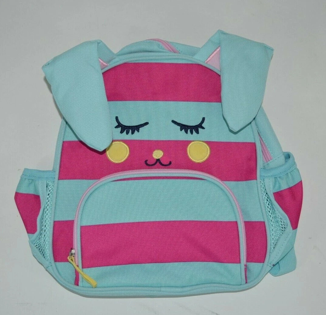 Pottery Barn Kid Stripe Critter Bunny Face Pre K Backpack NWOT Blue NO MONO Mini