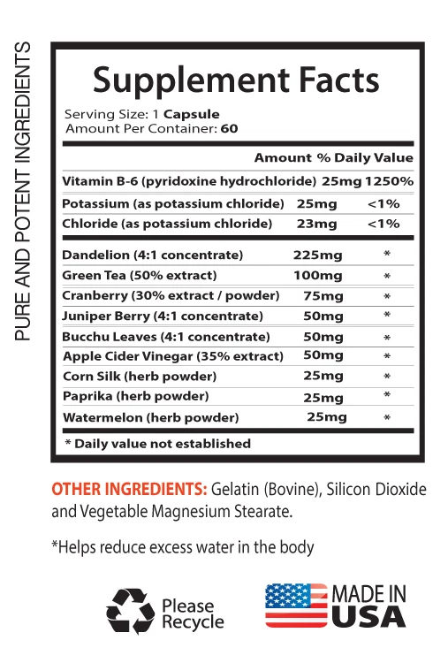 Water Away Pills Reduce Excess Water In The Body. Weight Loss (1 Bottle) 60Caps - Image 2 of 4