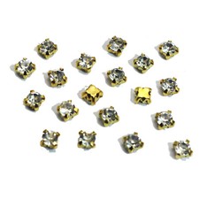 250 Golden Clear Crystal Glass Rose Montees 4mm SS16 Sew on Rhinestones Beads
