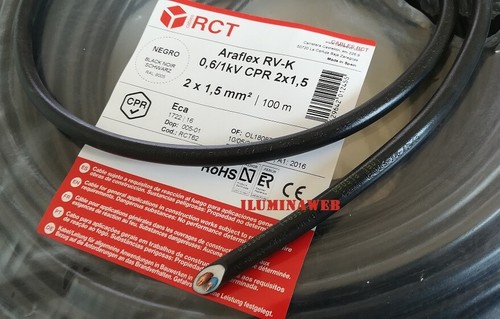 100 Metros Manguera negra flexible CABLE electrico 2500w RV-K | eBay