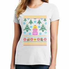 Ugly Christmas Sweater Princess Peach Graphic T-Shirt Super Mario Bros NES 00709