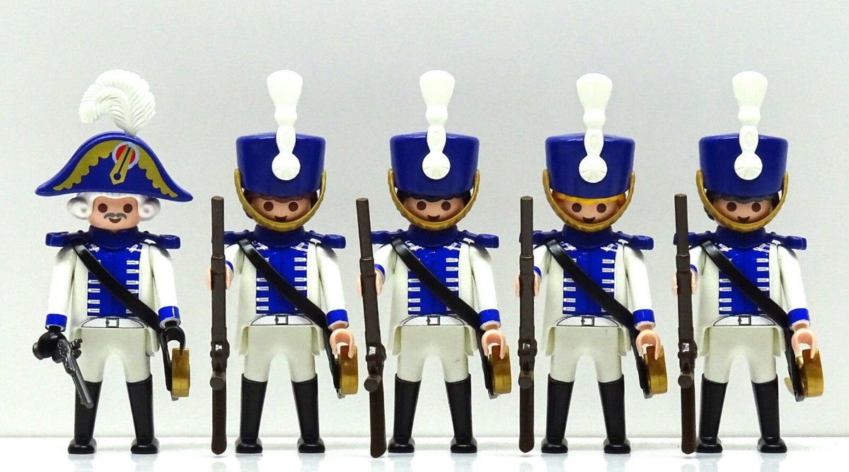 Figurine Playmobil Hussard Soldat Bleu Et Jaune Customisée - Pour Officier Ou Garde Napoléonien