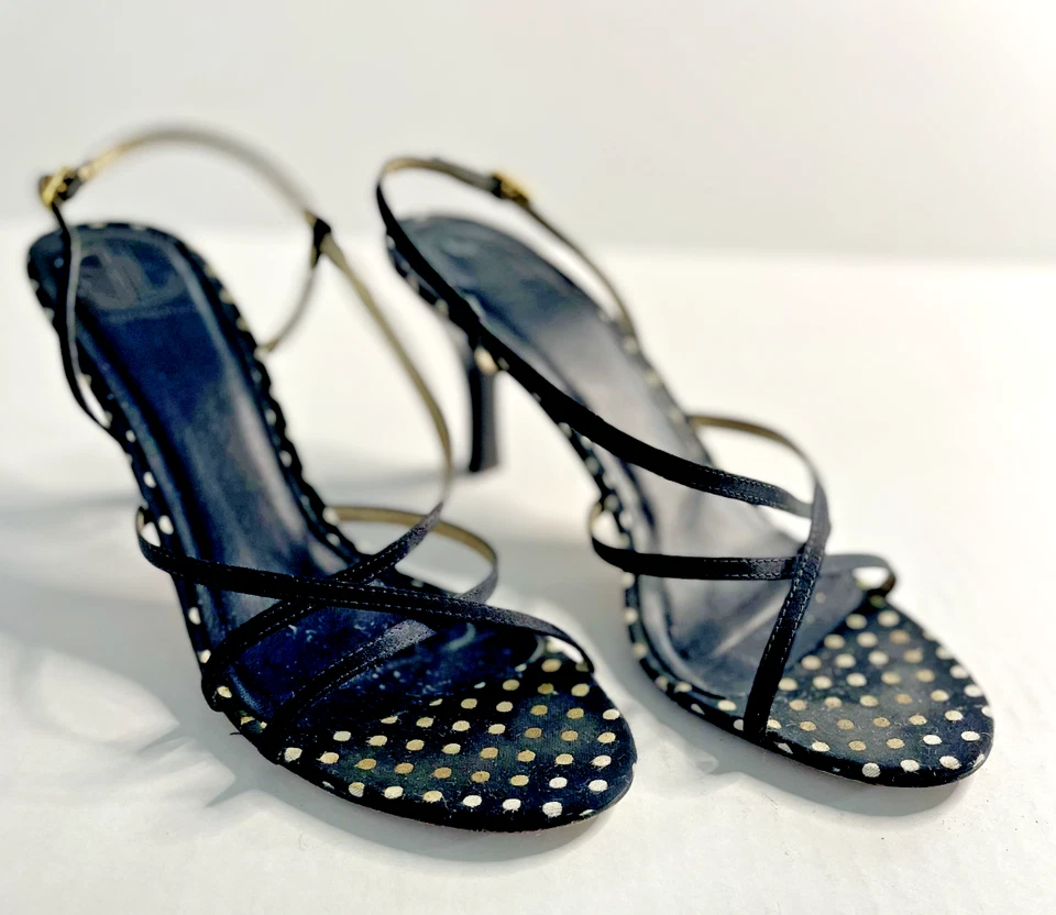 Sandalia Lilly Pulitzer Mujer Talla 9.5 Negra Lunares Via Palm Beach Tacón Tirantes Foto 2 de 4