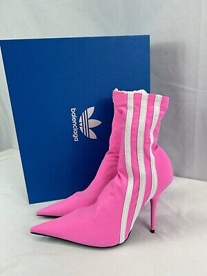 Balenciaga / Adidas Knife 110mm Bootie in Pink & White Sz US