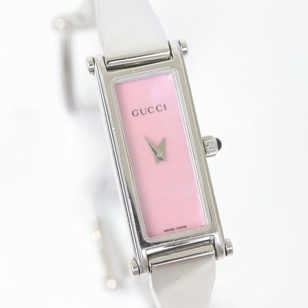 Montre pour femme d'occasion GUCCI 1500L cadran rose quartz vintage en acier inoxydable 07072