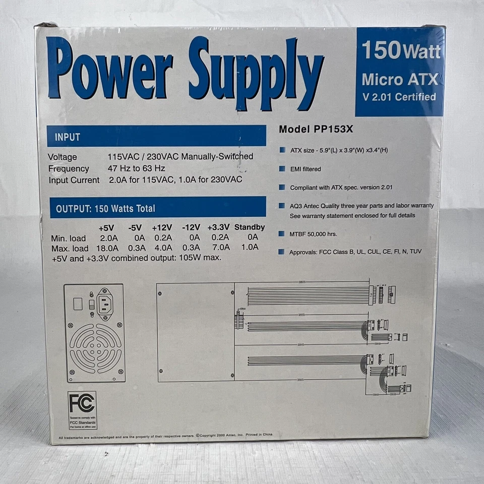 PP-153X ANTEC Power Supply 150 Watts New Sealed - Image 3 of 4