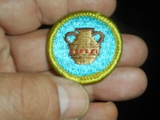 Vintage Boy Scouts of America POTTERY Patch Merit Badge 1970 s BSA Award Nos