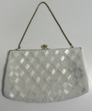 Vintage - 1960's White Beaded Purse/Clutch Size: 8" Wide