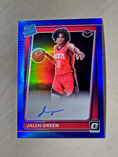2021-22 Jalen Green Panini Optic Rated Rookie Autograph Blue Prizm /49 MINT #159