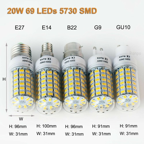 LED Maïs Ampoule E27 E14 B22 G9 GU10 5W 7W 9W 12W 15W 25W 28W 5730 SMD Lampe NS - Imagen 7 de 13