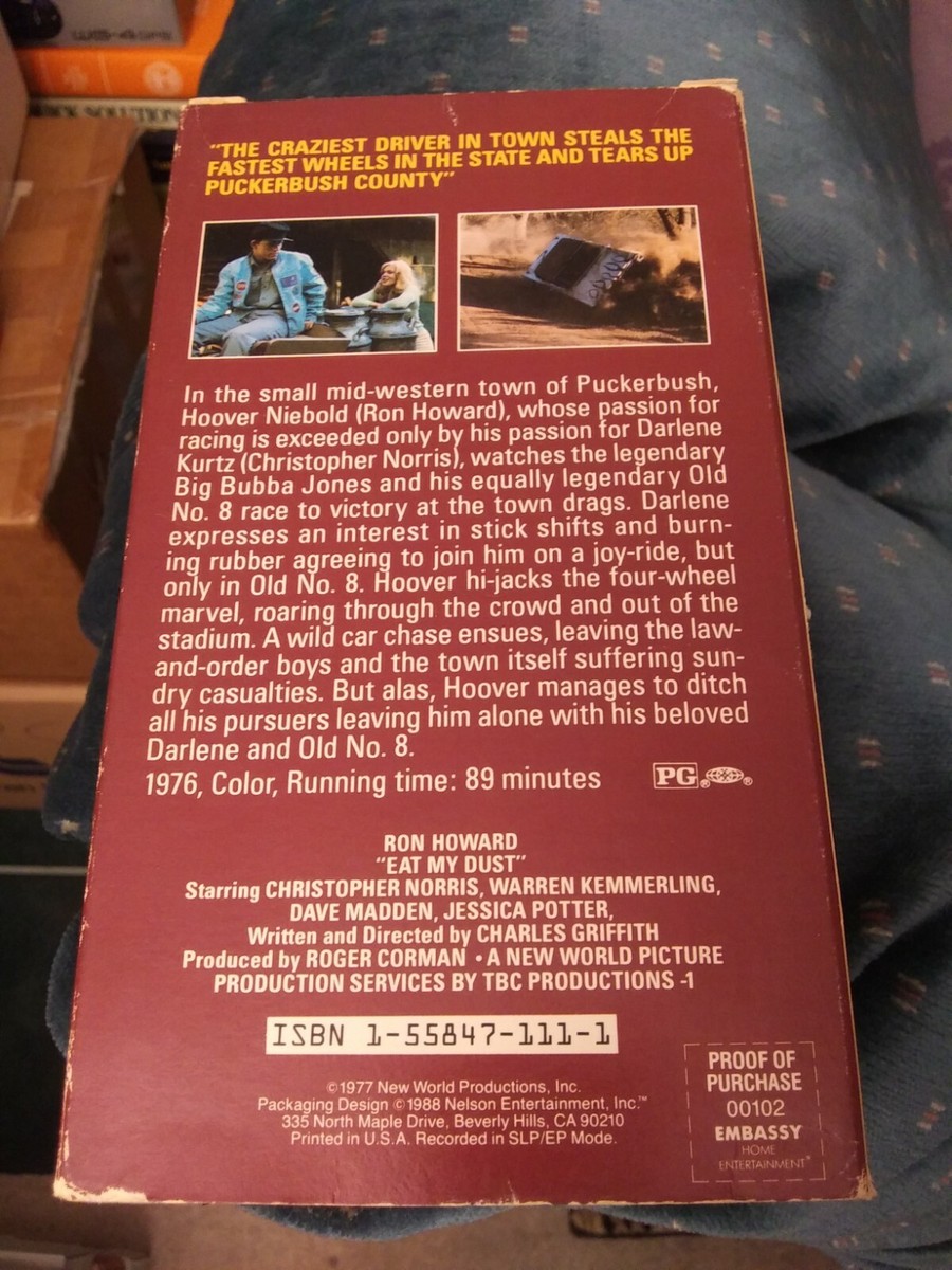 Eat My Dust! RARE Embassy film VHS 70s car chase racing Ron Howard