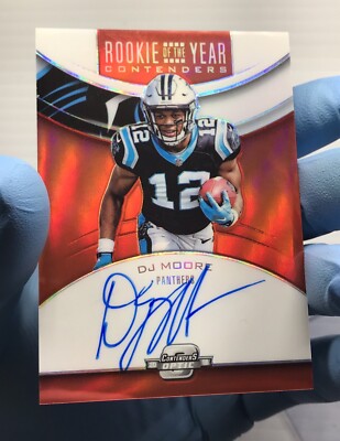   Mint Rookie DJ Moore 2018 ON CARD Autograph Contenders Optic Red Panthers SP 