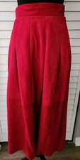 Vintage 80s Jaeger Women's Red Suede/Leather A-Line Skirt Fit 25" Waist