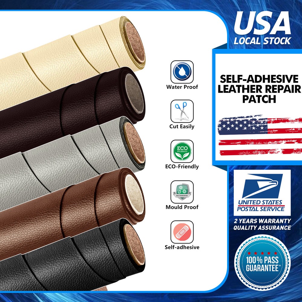 1.7sqft Leather Repair Kit Self-Adhesive Patch Stick on Sofa Clothing Car Beige