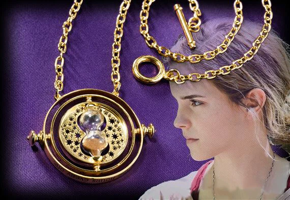 Harry Potter Time Turner Necklace 18K Gold Plated Stainless Steel Chain  Sand Clock Necklace - Walmart.com