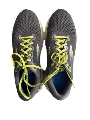 Brooks Ghost 15 Running Shoes Women Size 8.5 Gray Neon Green Lace Up