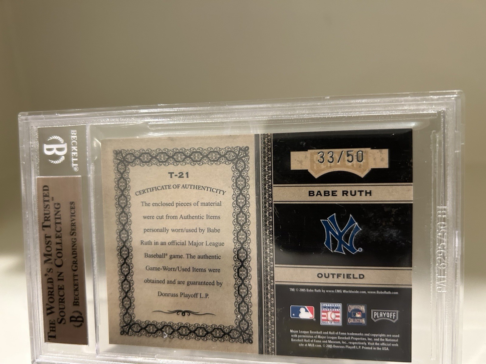 BABE RUTH GAME WORN USED JERSEY MATERIAL RELIC SWATCH MEMORABILIA PATCH ...