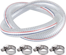 5FT 1/2" ID x 3/4" OD Steel Wire Suction Hose PVC Reinforced Tubing High Pres...