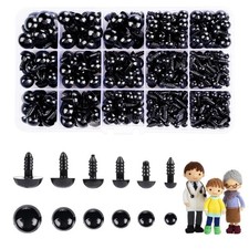 350 Pcs 6-14mm Safety Eyes for Crocheting with Washers and Size Tools Black P...