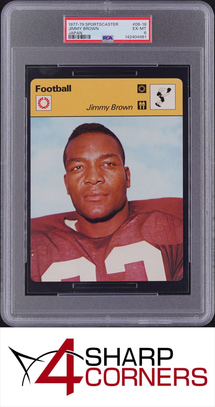1977-79 SPORTSCASTER JAPAN #06-18 JIMMY JIM BROWN HOF POP 4 PSA 6