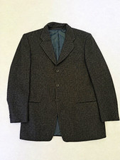 Armani Collezioni 2pc Tweed Houndstooth Wool/Cotton Suit XL 44/32 Grey