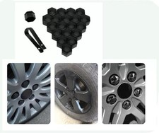20 Tappi Copri Bulloni Ruota 17mm Neri Anti Ruggine + Clip Estrattore