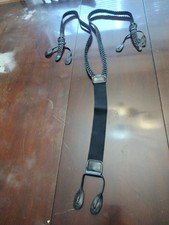Vintage Torino Black Braided Leather Suspenders Adjustable USA Made