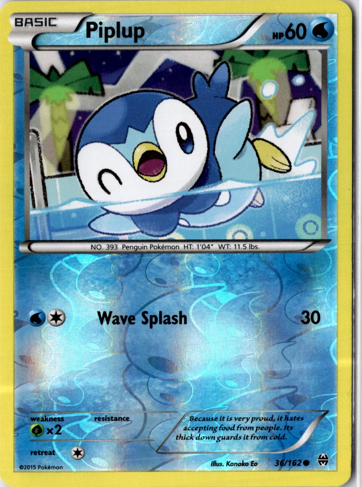 Piplup 36/162 Common BREAKthrough Pokemon TCG Reverse Holo LP