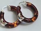 Vintage Milor Italy 925 Sterling Silver Tortoiseshell Earrings, Stunning — photo 2