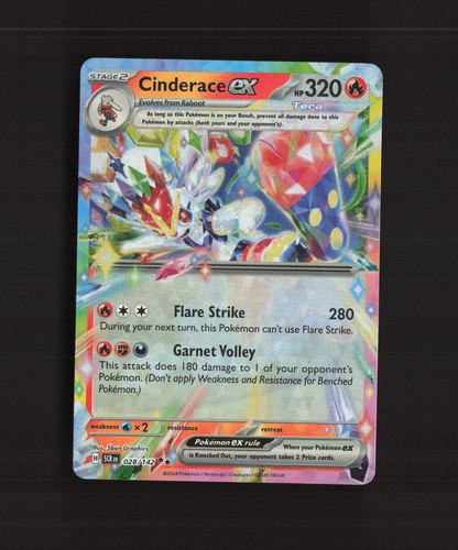 Cinderace ex 028/142 Stellar Crown Ultra Rare Holo Pokemon Karte NM