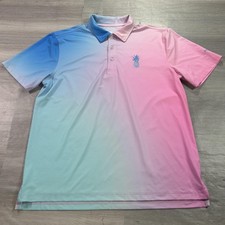 Chubbies Polo Shirt Mens Medium Ombre Pineapple Golf Performance Stretch